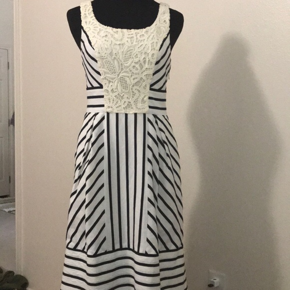 Anthropologie Maeve Chessia Dress Striped Crochet